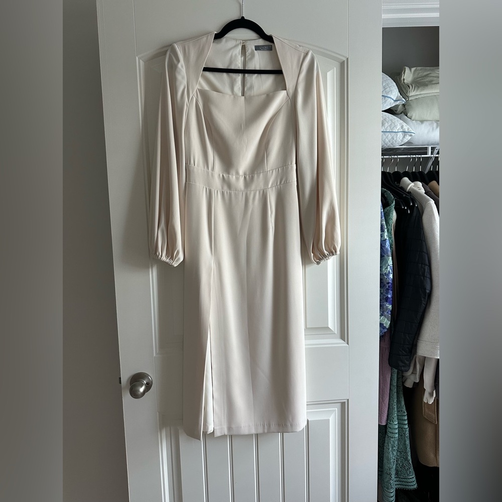Lichi Cream Dress with Long Sleeves